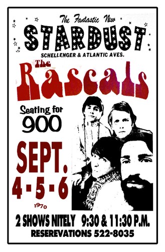 CLUB POSTER THE RASCALS 1970 STARDUST Wildwood NJ Poster GIG POSTER