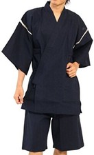 Edoten Men's Japan Kimono Jimbei SIJIRAORI 100 Cotton 705N L Navy
