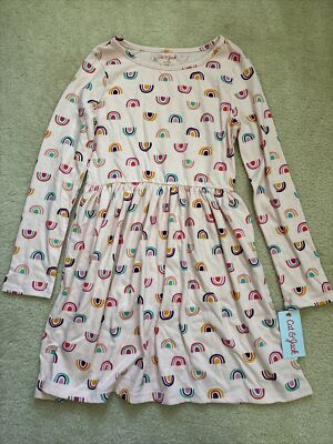 target skater dress NWT Target Skater Long sleeve Peach Rainbow Print Dress Size Medium 7/8