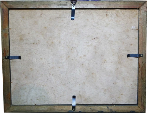 Belgischer Maler um 1930 unleserlich signiert Mann mit Schubkarre an einem Fluss - Bild 8 von 9