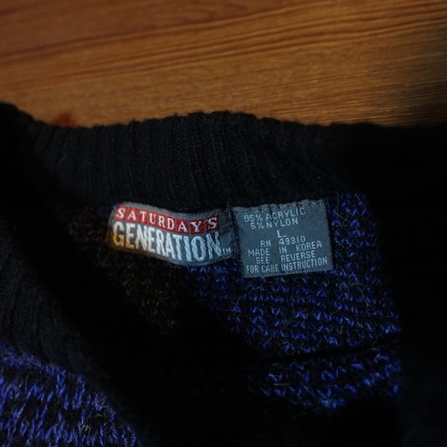 Vintage Saturdays Generation Sweater Sz L Abstract Chunky Cosby Dad 80s/90s - Picture 3 of 8