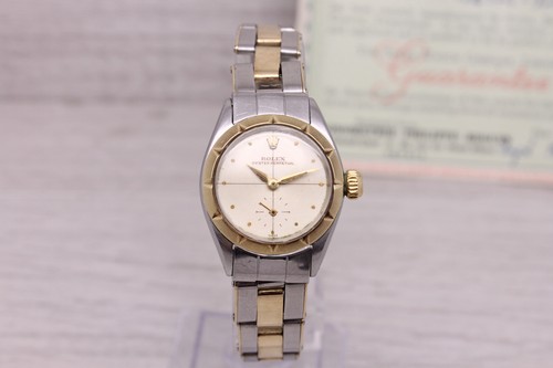 Vintage 1956 Rolex Zephyr Oyster Perp 6503 Ladies Automatic 2 Tone Watch Papers - Picture 3 of 9