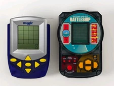 Milton Bradley 1995 Electronic Handheld Battleship & Hasbro 2002 Boggle LCD Game