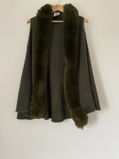 Joe Browns Sleeveless Cardigan Faux Fur Trim Dark Green One Size 