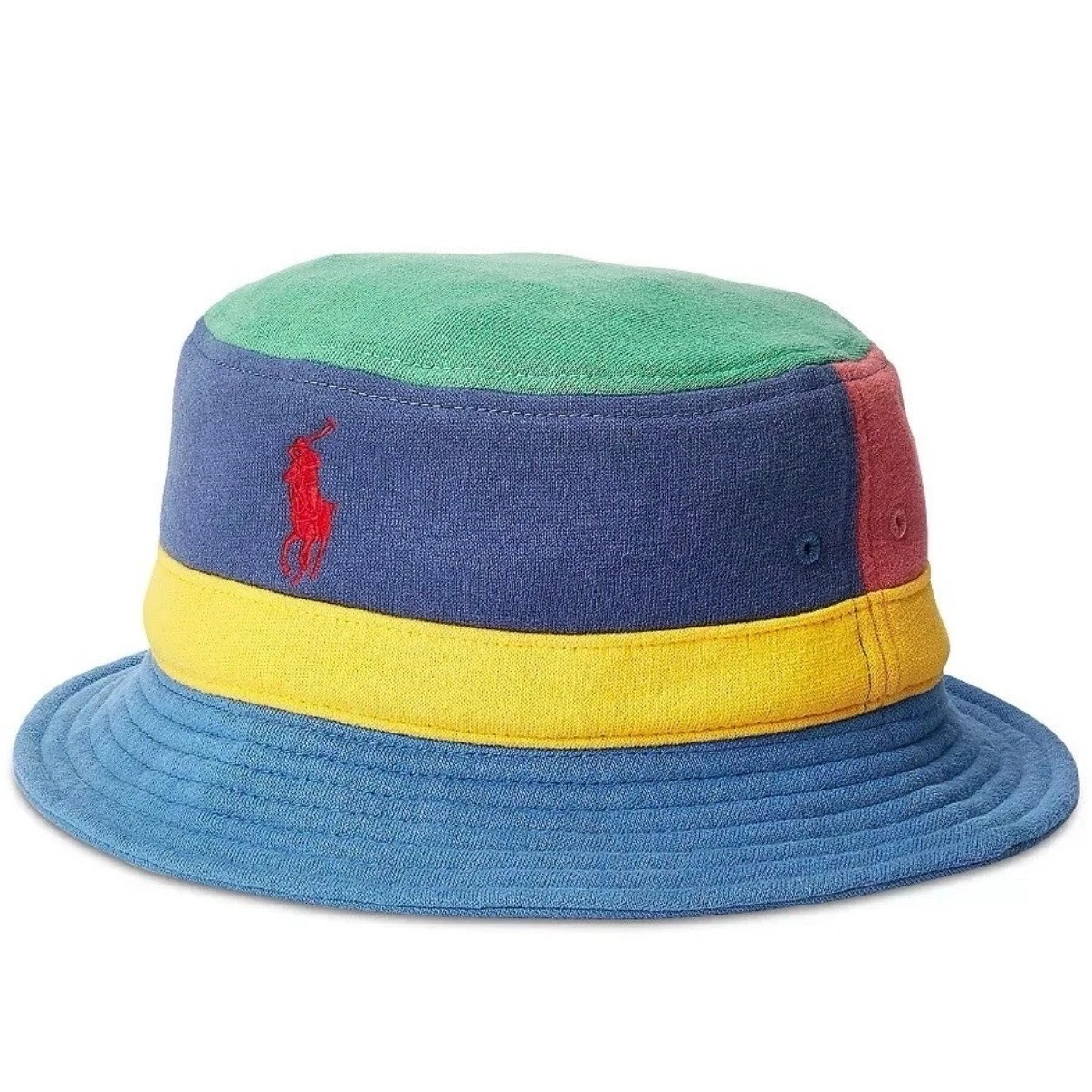 Polo Ralph Lauren Mens Size S/M Bucket Hat Multi Colorblock Fleece New With Tags