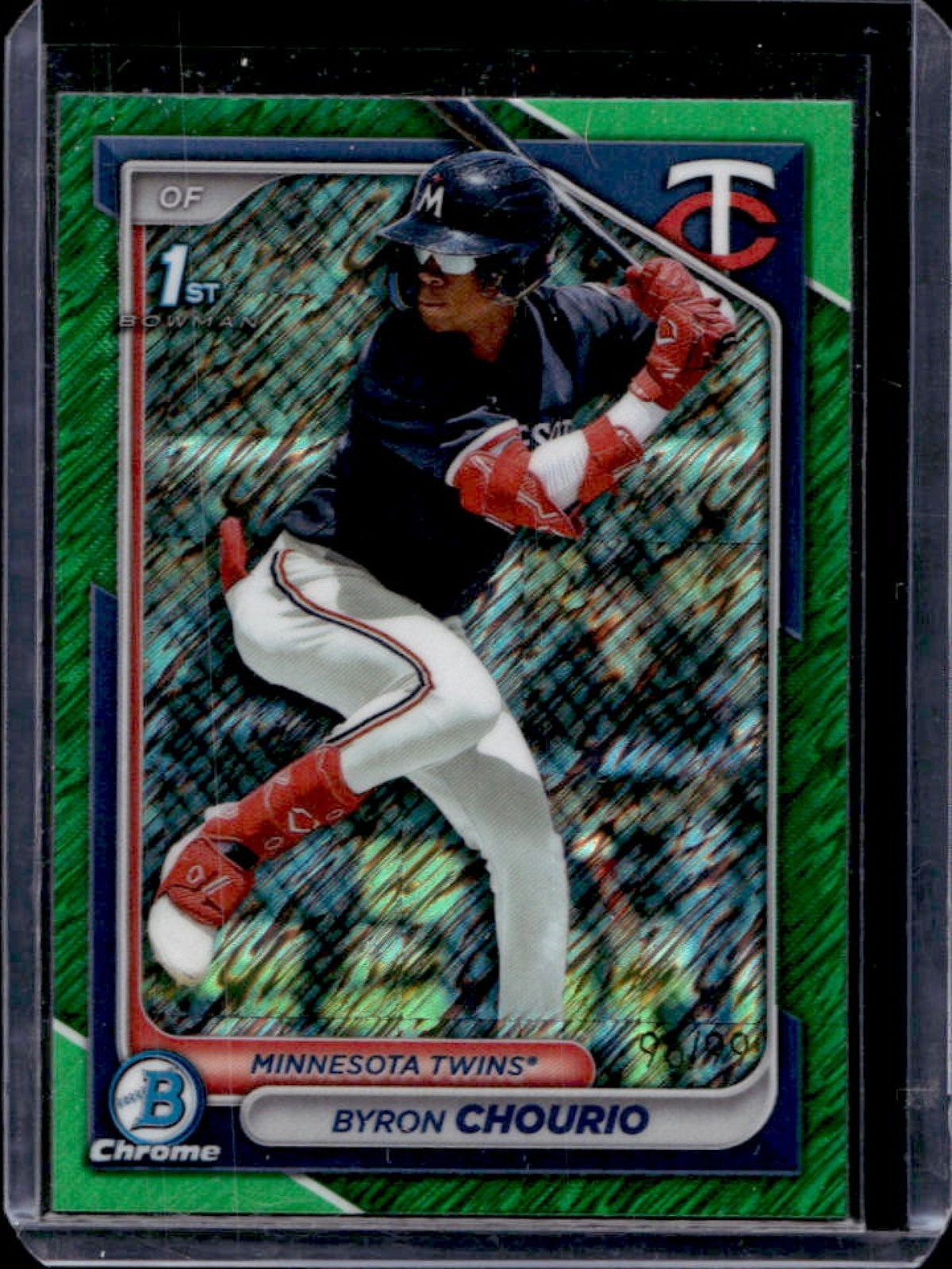 2024 Bowman Byron Chourio Chrome Green Shimmer Refractor 1st #/99 Twins