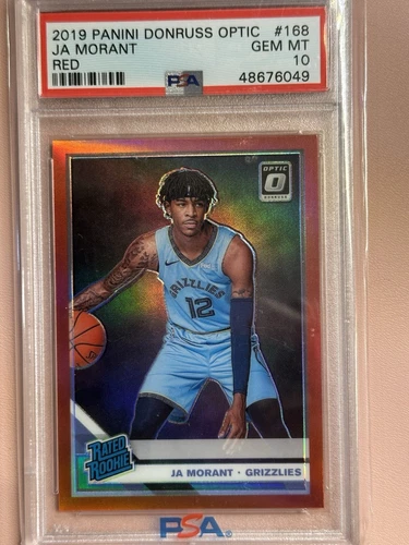 2019 -Panini Donruss Optic RATED ROOKIE #168 JA MORANT RED Prizm 01/99 PSA 10 🔥