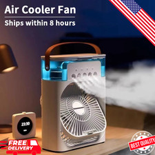 3 in 1 Portable Humidifier Air Conditioner Cooler Mini Fan 7 Color LED Light