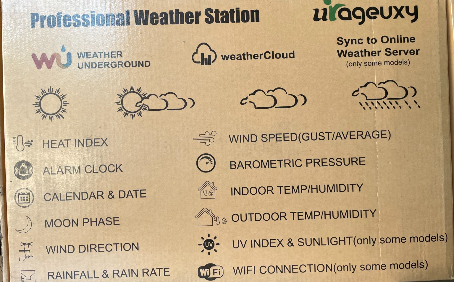 Urageuxy Wireless Wi-fi Weather Station with 10" Big Color LCD Display