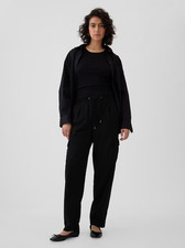 GAP Broken Twill Cargo Mid-Rise Pull-On Pants Black Size XL NWT 522920 RT 80