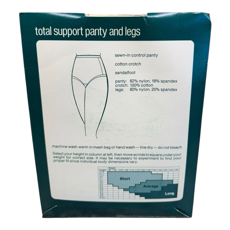 Vintage Nordstrom Total Support Panty & Legs Pantyhose Ivory Long - Image 2 of 2