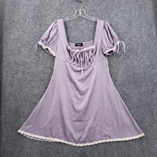 Cider Womens Purple Lace Trim Puff Sleeve Mini Dress XL Cottagecore