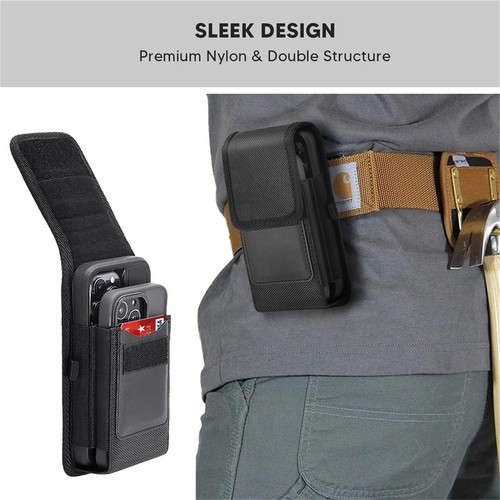 For LG G6 Black Nylon Wallet Belt Clip Holster Phone Pouch Case Pocket Cover - Picture 6 of 7