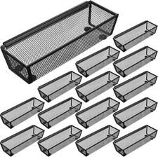 Chumia 10 Pcs silverware drawer organizer Mesh Utensil Drawer Organizer Black 