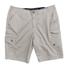 Iron Co Cargo Shorts Mens 36 Khaki Dune Stretch Flex Waist Zipper Pocket