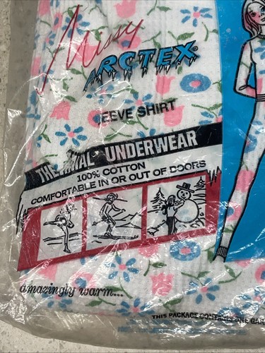 NOS Vtg Missy Arctex Thermal Top Underwear Girl Youth Sz Medium - Waffle Floral - Picture 4 of 8