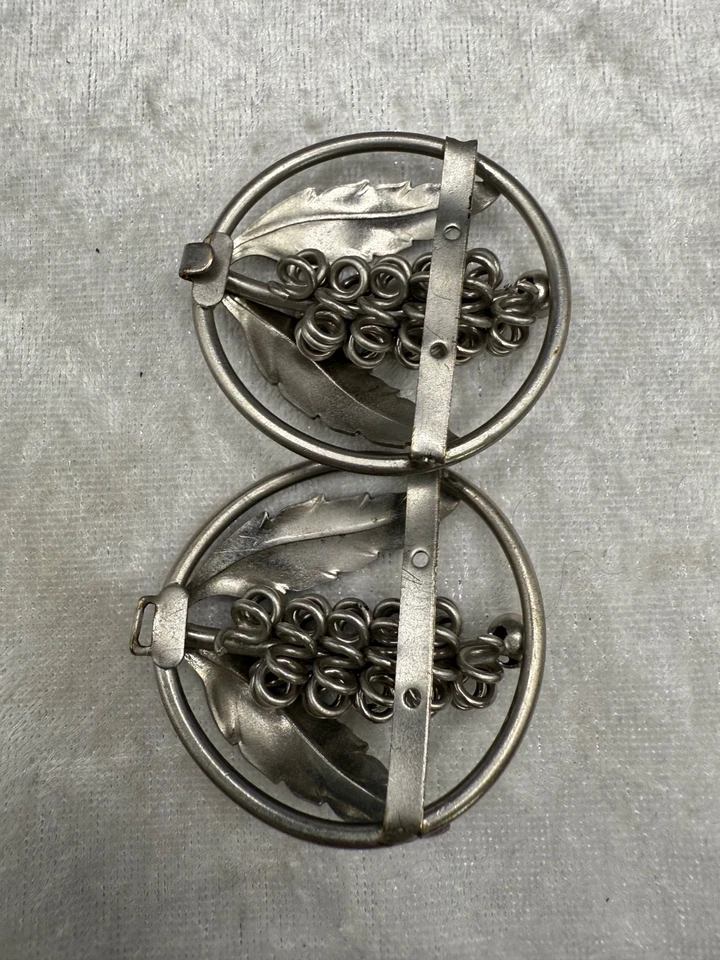 Vintage Art Nouveau  Floral Belt Buckle Silver Tone - Image 3 of 4