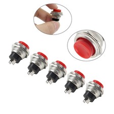5pcs Momentary 16mm Red Round Cap Push Button Switch AC 125V 3A