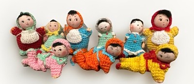 Amigurumi Style? Miniature 2'' Doll Japanese Crochet Knitted Silk Face Set 9