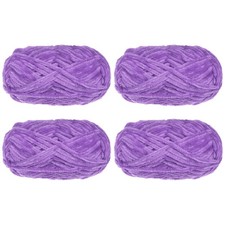 4pcs Velvet Yarn Soft Chenille Yarn 4x100g/14.1oz 347yds Purple