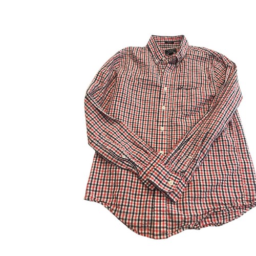 Camisa Abercrombie & Fitch Para Hombre Pequeña Roja Azul A Cuadros Manga Larga Abotonada - Imagen 4 de 6