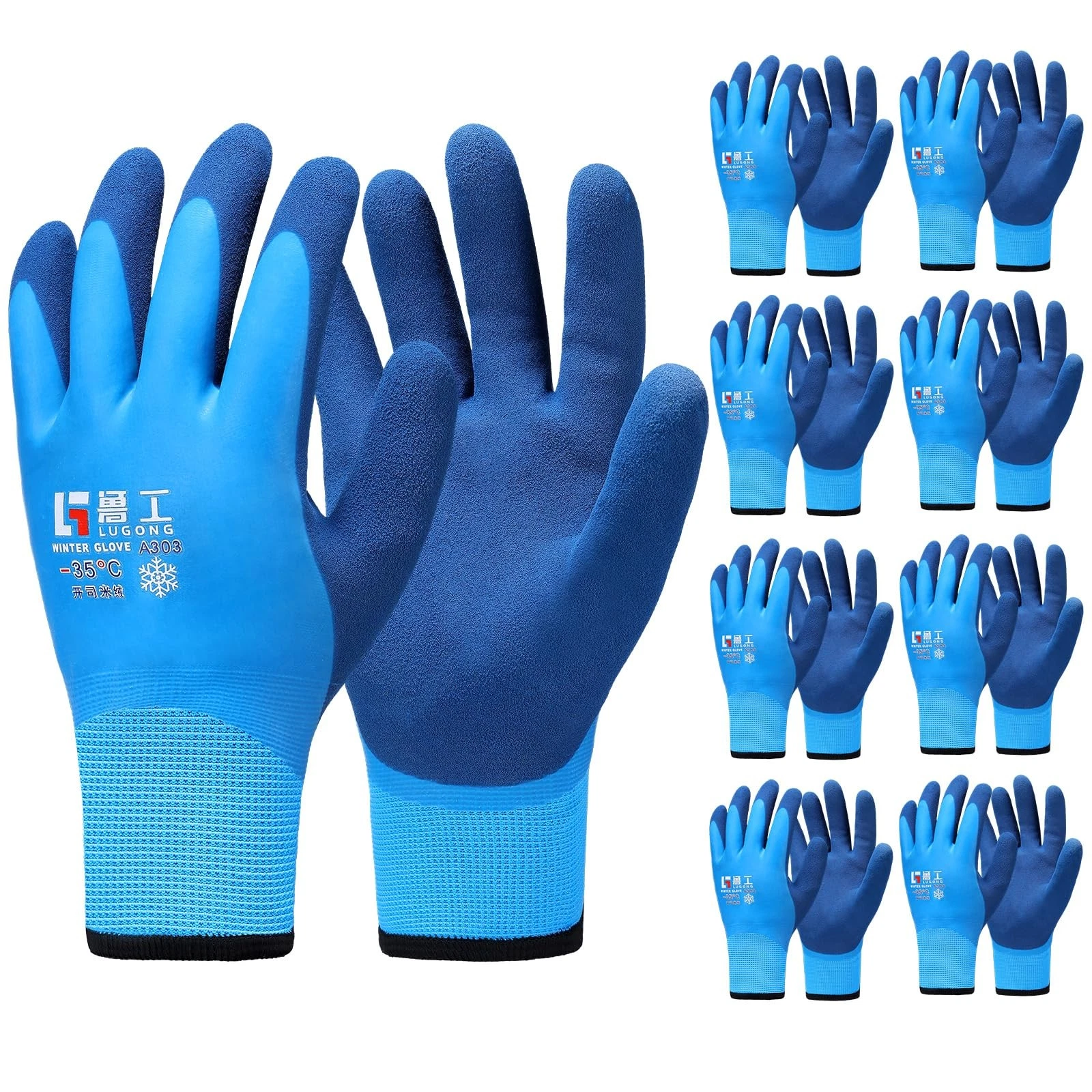 9 Pairs Waterproof Winter Work Gloves for Men and Women Thermal Insulated Glo...