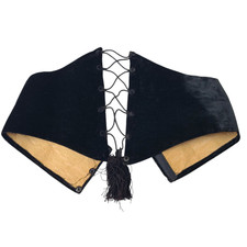 Antique Black Velvet Swiss Waist Belt Cincher Corselet Waspie Victorian c1900