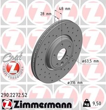 2 x ZIMMERMANN 290.2272.52 Disque de frein pour JAGUAR