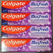 4 Pack Colgate MaxFresh Knockout Toothpaste Mint Breath Strips 6.3 OZ 08/2027 0.95 per gallon