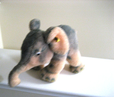 STEIFF COSY TRAMPY DRALON ELEPHANT (PINK/GRAY) #4880/20 - GD USED CONDITION