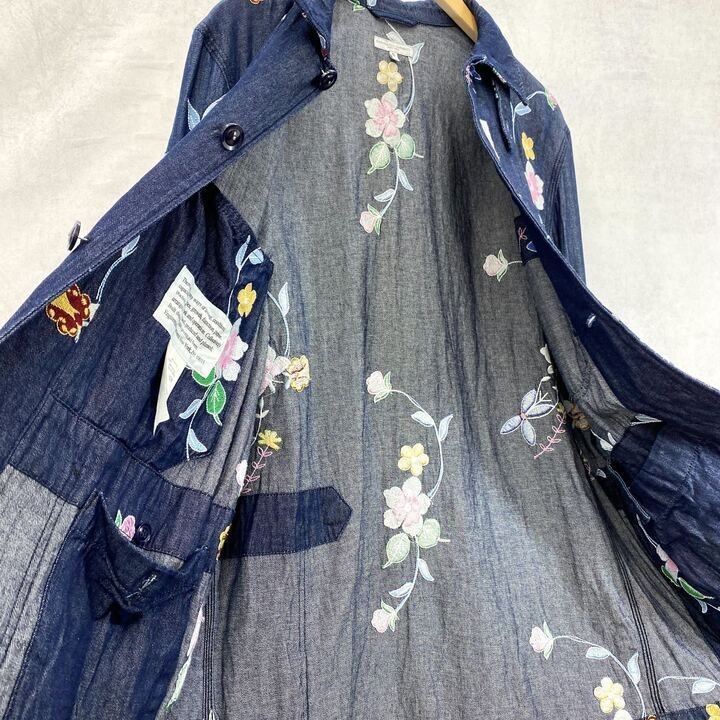 Engineered Garments Denim Work Jacket Floral Embr… - image 4