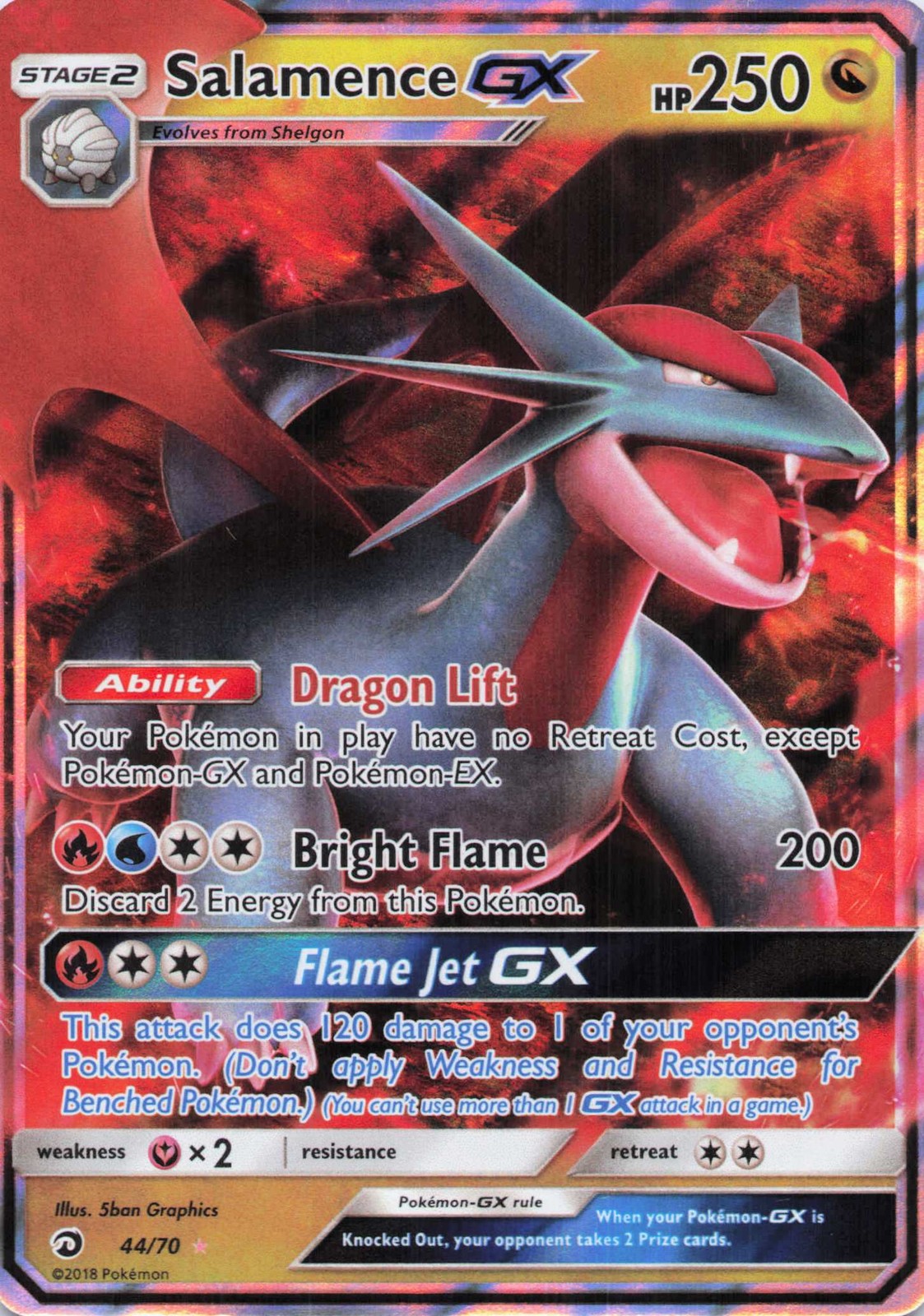 Salamence GX Ultra Rare Holo Dragon Majesty 44/70 NM