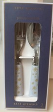 NEW Pottery Barn Kids Fork Spoon Utensil Set Hanukkah Rifle Paper Toddler Stars