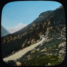 Photo THE TETE NOIR SWITZERLAND  C1890 ANTIQUE VICTORIAN Magic Lantern Slide