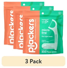 (900 pack) Plackers Micro Mint Dental Floss Picks, Fresh Mint, 300 Count