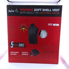 Pulse Womens Soft Shell Heated Vest Black 5 Heat Zones Power Bank