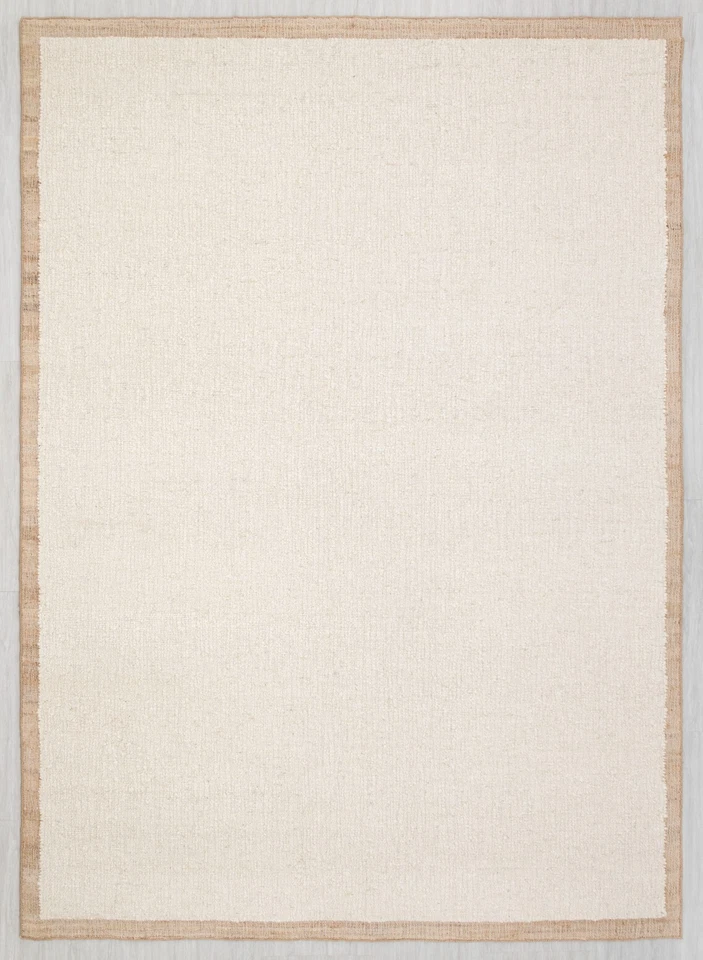 Alfombra Lana Natural Yute Marfil Sólida Lisa Alta Calidad Tejida a Mano TAMAÑO PERSONALIZADO Foto 3 de 4