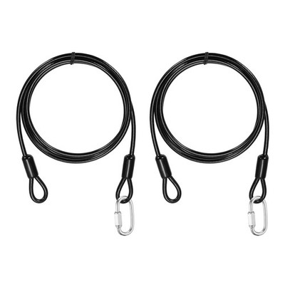 2Set 3/16'' Dia 3.3ft Security Steel Cable with Loops Black + Quick Links
