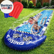 Voiture de Course Géante Toboggans Eau pour Enfants 20Ft Toboggan Aquatique Arrière-cours Pelouse avec 2 Bodyb