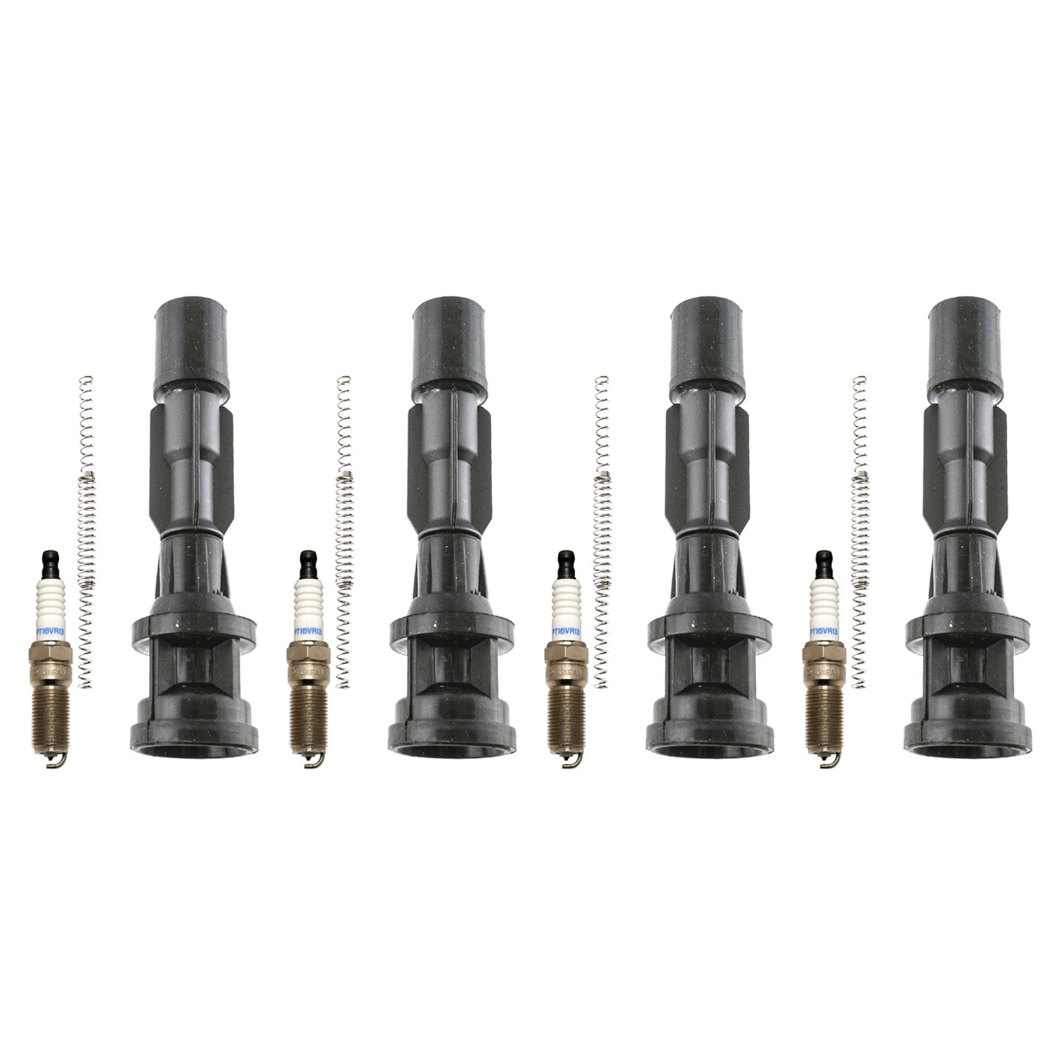 Denso 4 Double Platinum Spark Plugs 4 Coil Boots Kit for Mazda 5 2.5L L4 2015