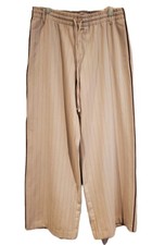 ZARA WOMAN High Rise STRIPED WIDE LEG PANTS ECRU BEIGE Size M Thick Trousers