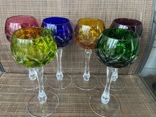 6 Nachtmann Bamberg 7 7/8" Hock Wine Glasses Curved In Bowl Shape 6 colors