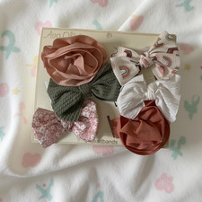 Ava Olivia Baby Headbands 6-Piece Bow Set Infant Girl Soft Stretch Hair Bows