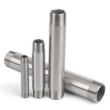 1/2" 3/4" 1"  Stainless Steel 304 Barrel Nipples Screwed Pipe BSP Threaded