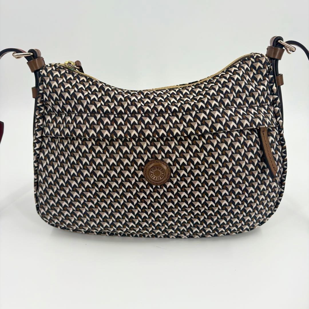 Roberta Pieri Brown Geometric Pattern Shoulder Ba… - image 16