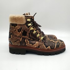 GRENSON Snake-Print Shearling-Lined Hiker Boo...