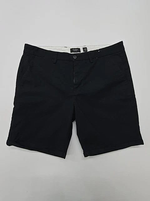 Pull&Bear Men's Black Chino Shorts Size 40 Regular Fit Pockets