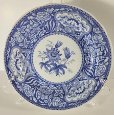 Spode Archive Collection Dinner Plate Blue Room Floral 1830 Passion Flower 10"