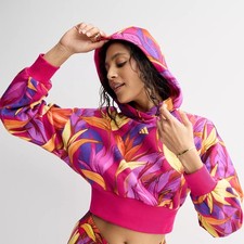 Adidas X Farm Rio Hoodie Women's Size XS Training Sweatshirt Pink Floral NWT