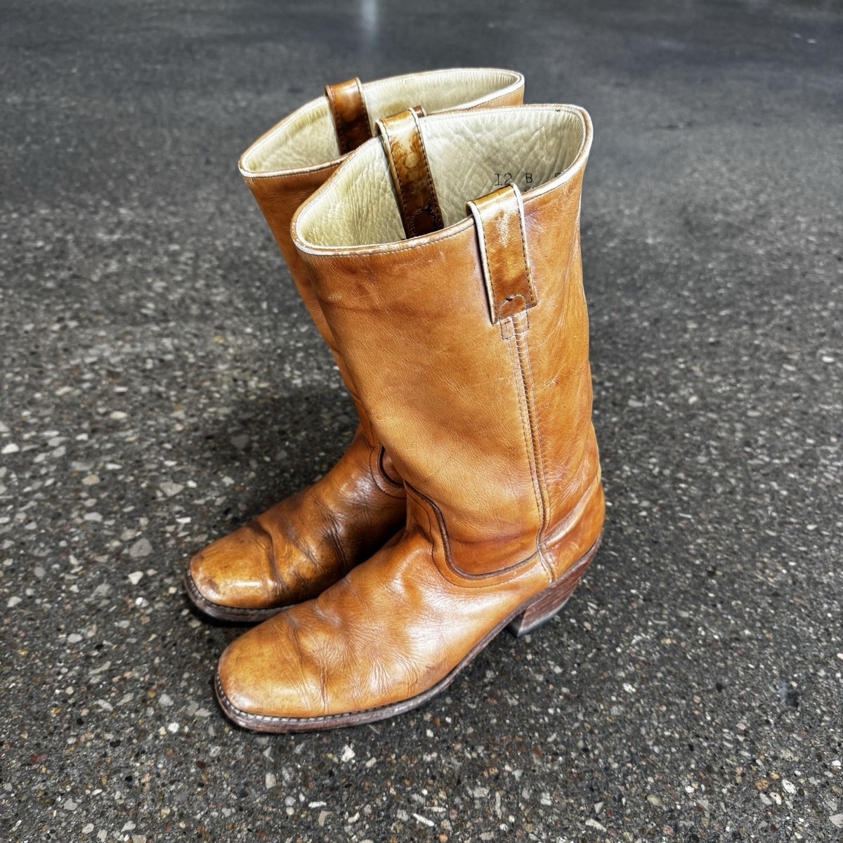 靴 DEV DADDY   Campus 2 Vintage 70s Acme Campus Boots Mens Brown Leather Square Toe 12 B